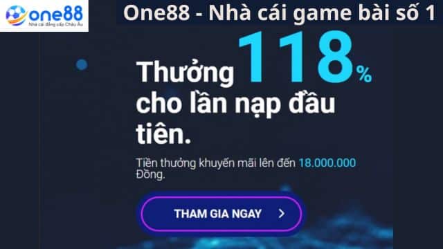 One88 khuyến mãi nạp tiền lần đầu lên đến 118%